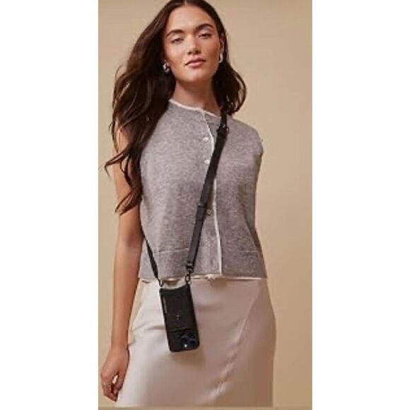Bandolier crossbody twin 1l” black leather strap +iPhone 15 pro max wallet case - Picture 1 of 5